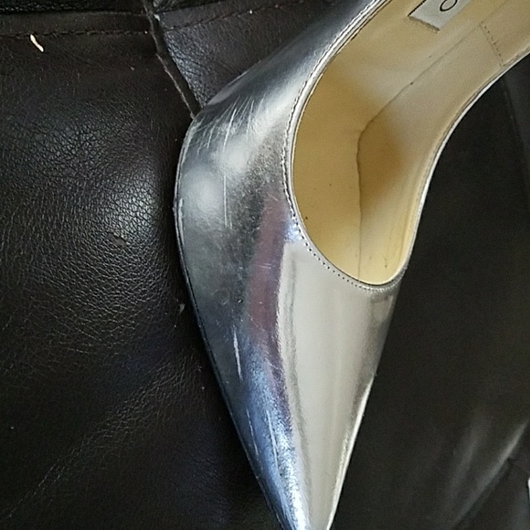 Jimmy Choo Anouk Silver Mirror Leather - Picture 6 of 8